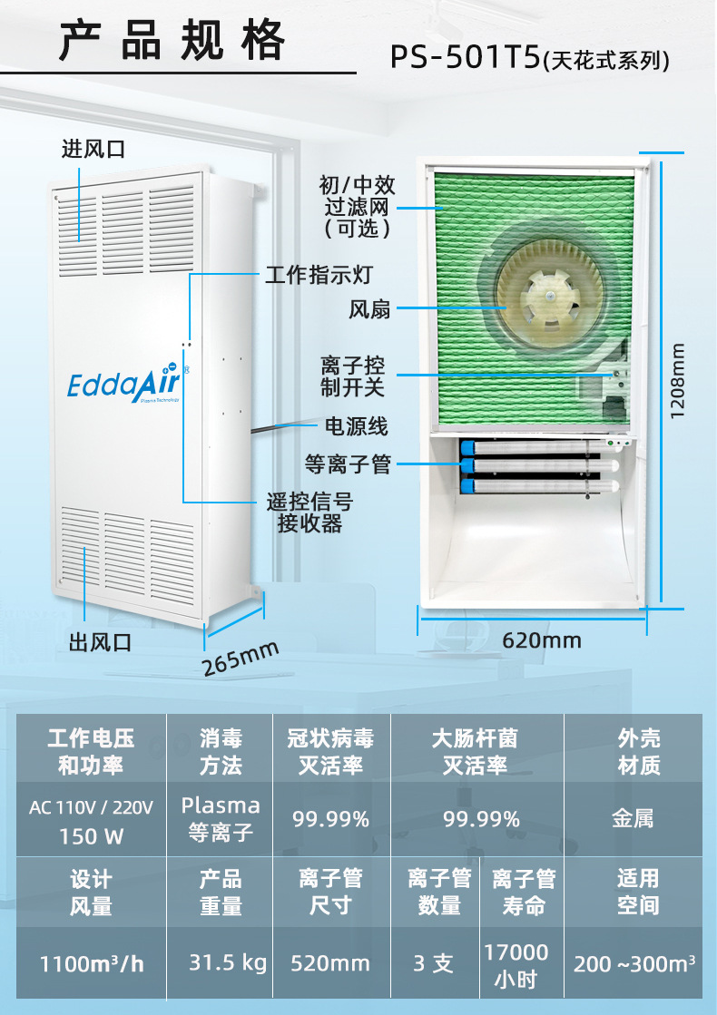 吊顶式空气消毒机