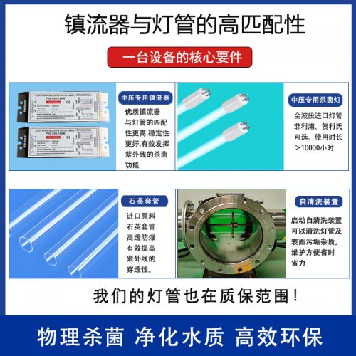 中赋能304不锈钢泳池中压紫外线杀菌消毒设备