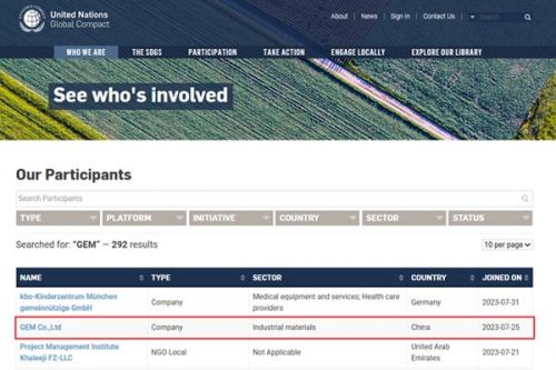 热烈祝贺！格林美正式加入联合国全球契约组织（UNGC），共同推进全球可持续发展！