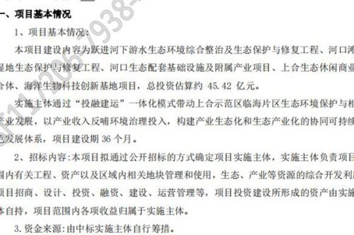 45亿！青岛市上合示范区临海片区综合整治与产业融合发展EOD项目招标