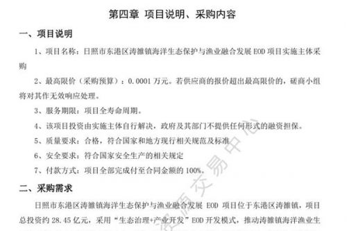 日照市东港区涛雒镇海洋生态保护与渔业融合发展EOD项目实施主体采购竞争性磋商公告发布