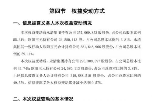永清集团减持永清环保9.57%的股权 金辉盛和成为永清环保新晋股东