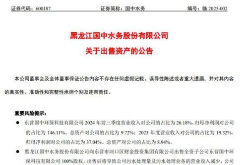 国中水务：3.38亿元出售全资环保科技子公司100%股权
