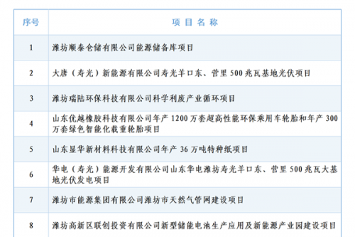 潍坊市2025年市级以上重点项目名单发布 涉光伏、储能、扫地机、催化剂、水处理剂等