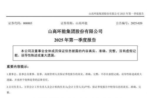 山高环能：2025年第一季度净利润为2826.78万元，同比增长222.23%