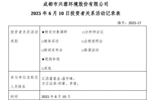 兴蓉环境：正在推进成都万兴环保发电厂(三期)项目建设，预计2026年投运