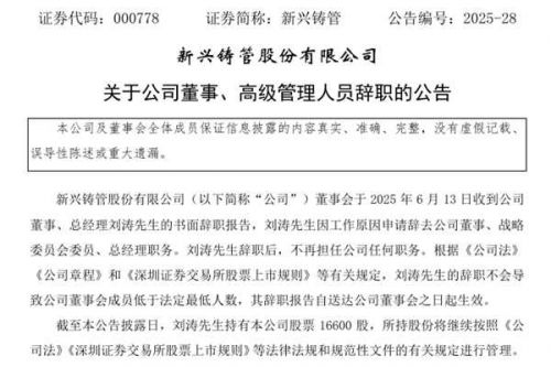 新兴铸管总经理辞职