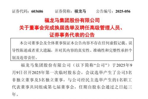 福龙马选举张桂丰为董事长，聘任总裁、董事会秘书等