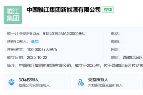 注册资本10亿 中国雅江集团成立新能源公司