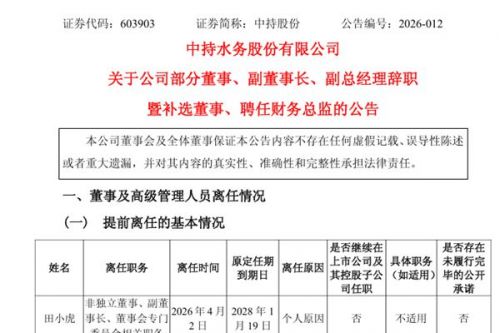 中持股份：部分董事、副董事长、副总经理辞职